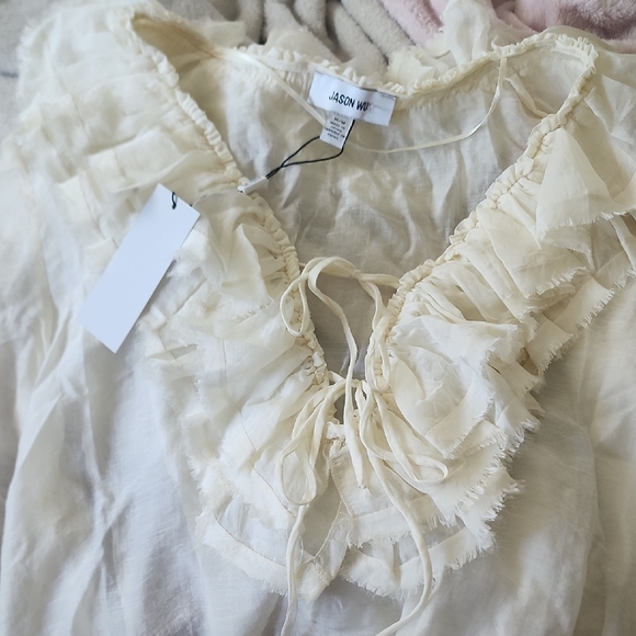 Jason Wu Cream Ruffle Long Sleeve Blouse - Picture 10 of 10